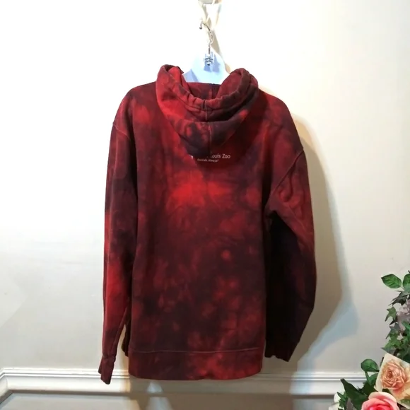 The Mountain Dinosaur Red & Black Tie Dyed Saint Louis Zoo Souvenir Hoodie - Picture 5 of 10